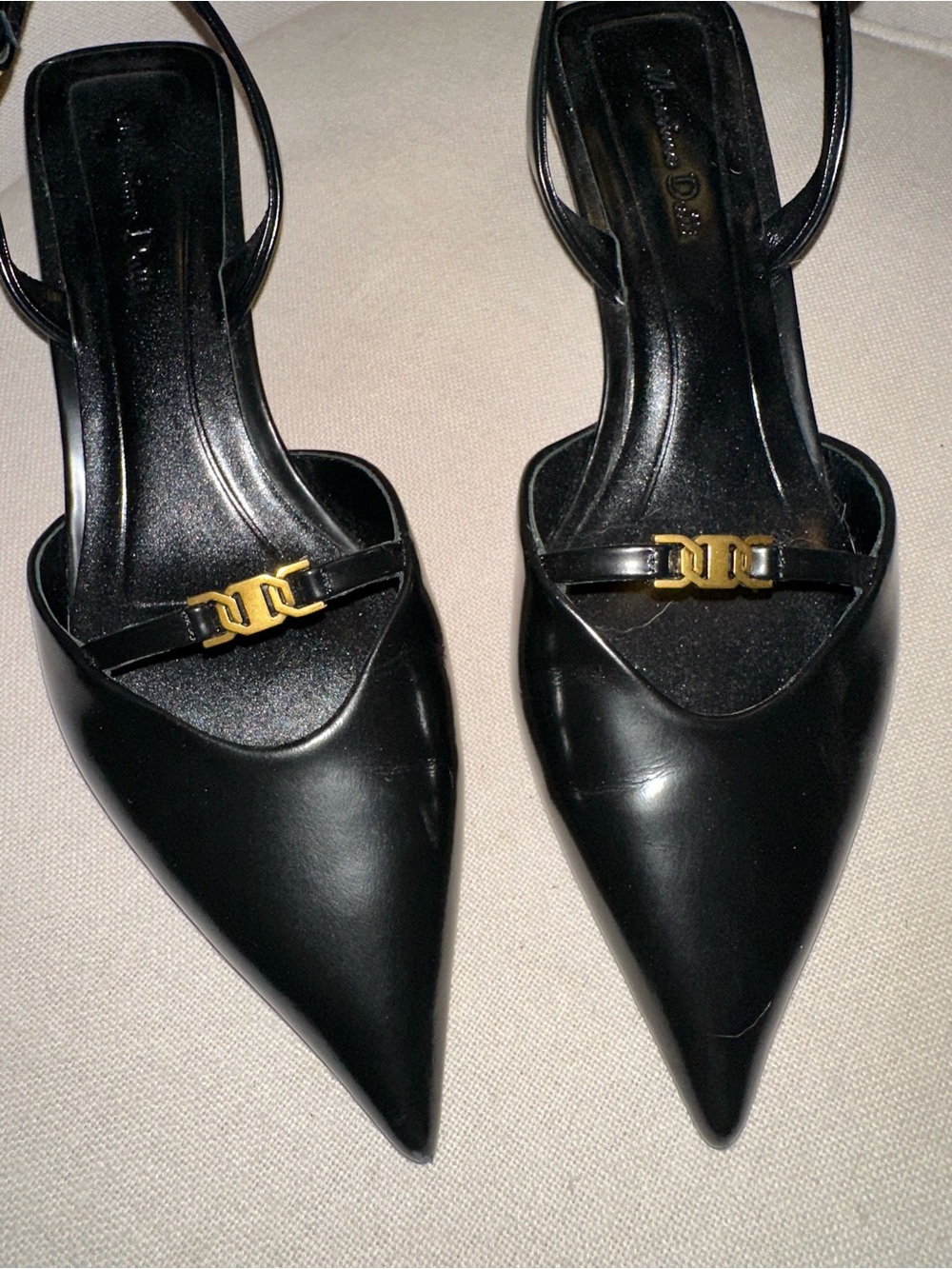 Massimo Dutti Black Leather Pointed Toe Slingback Pumps | 38, 7.5 - Picture 5 of 9
